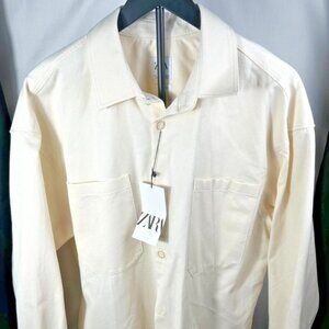 NWT - Zara - Men’s Relaxed Fit Shirt Cream Ivory - Size Large